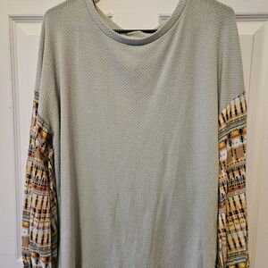 Patterned Sleeve Women's Blouse